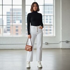 Banana Republic Premium Jeans Women 31L White High-Rise Slim Ankle Length 5 butt